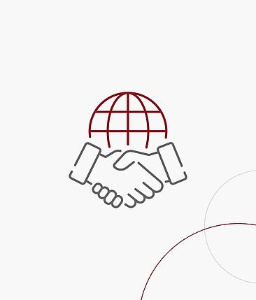 Grafikkachel: Schüttelnde Hände vor einer Weltkugel