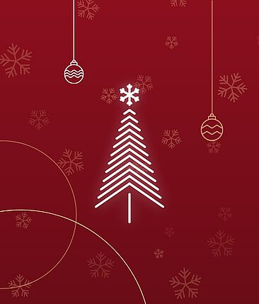 Weißer Tannenbaum auf rotem Hintergrund