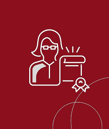 Eine rote Kachel mit einer weißen Figur