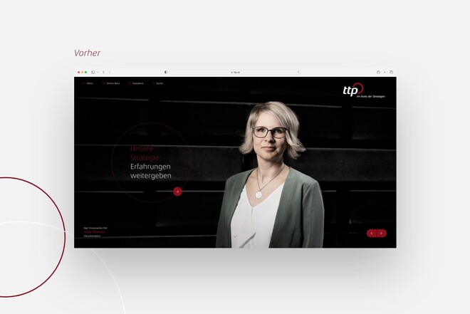 Die Detailseite einer ttp Mitarbeiterin in Desktop Ansicht