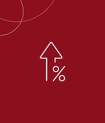 Rote Kachel mit einem weißen Pfeil