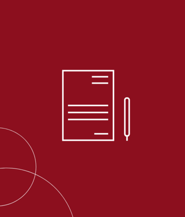 Ein weißes illustriertes Papier auf rotem Hintergrund