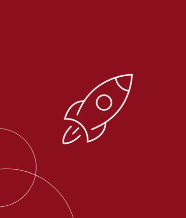 Rote Kachel mit einer Rakete