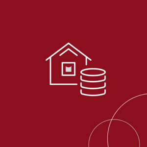 Grafik von einem Haus und einem Stapel Münzen