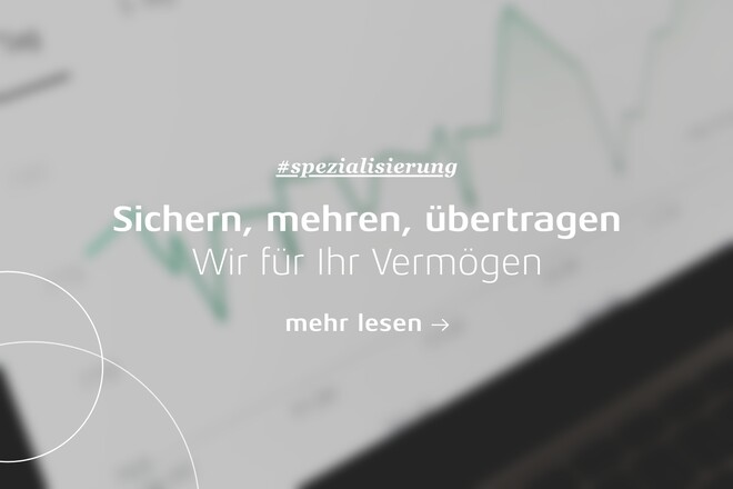 Graue Textkachel mit Verlinkung zu Vermögensplanung