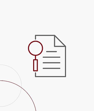 Grafikkachel: Ein Dokument wird unter die Lupe genommen.