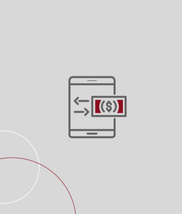 Grafik eines Tablets mit einem Geldschein auf grauem Hintergrund