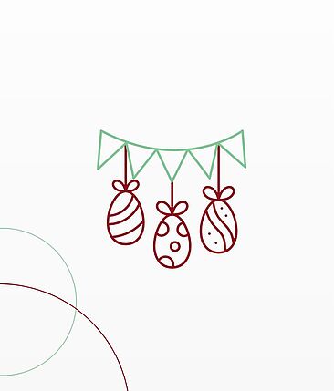 Grafikkachel: Ostereier an einer Girlande