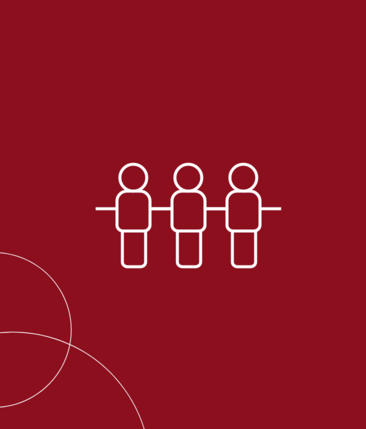 Rote Kachel mit drei Männchen