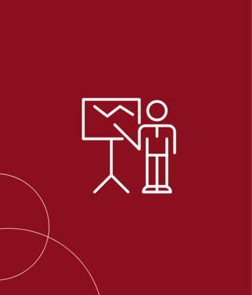 Illustriertes Männchen zeigt auf eine Tafel