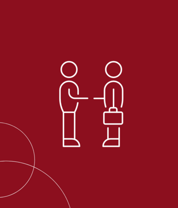 Rote Kachel mit weißen Männchen und kreisen