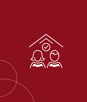 Rote Kachel mit zwei Männchen