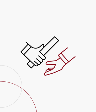 Grafikkachel: Zwei Hände übergeben sich ein Buch.