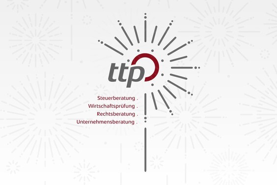 ttp-Logo, umgeben von einer grafischen Wunderkerze