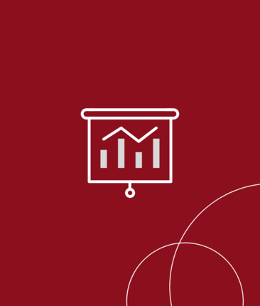 Piktogramm: weißes Diagramm auf rotem Hintergrund