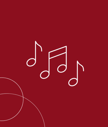 Rote Kachel mit Musiknoten