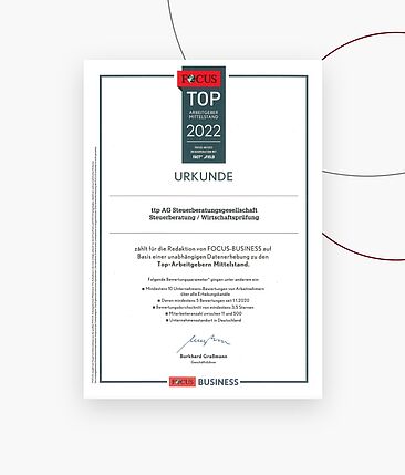 Bild von der Urkunde FOCUS TOP-Arbeitgeber