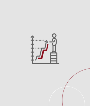 Zeichnerische Darstellung eines steigenden Kurvendiagramms mit Männchen auf Podest