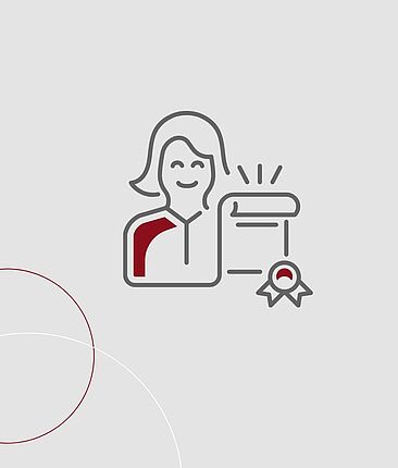 Grafik von einer lächelnden Frau mit Urkunde