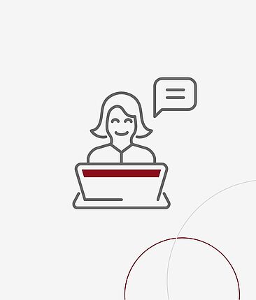 Grafik von einer lächelnden Frau an einem Computer