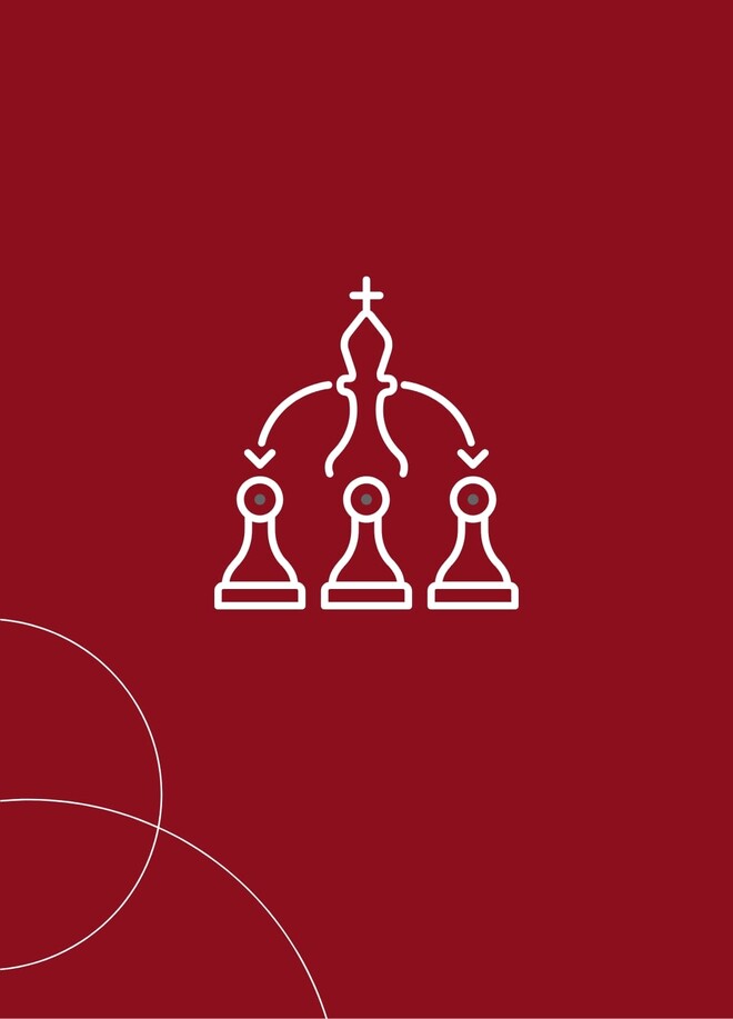 Grafik von Schachfiguren mit König und drei Bauern